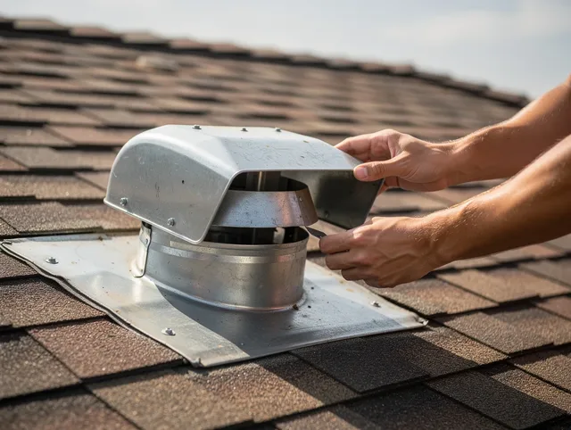 Westborough Dryer Vent Cleaning certified technician safely cleaning a roof-mounted dryer vent in Westborough